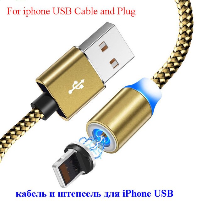 Magnetyczny kabel Micro USB do iphone'a Samsung Android szybka ładowarka magnetyczna kabel USB typu C przewód do telefonu komórkowego: Gold For Iphone