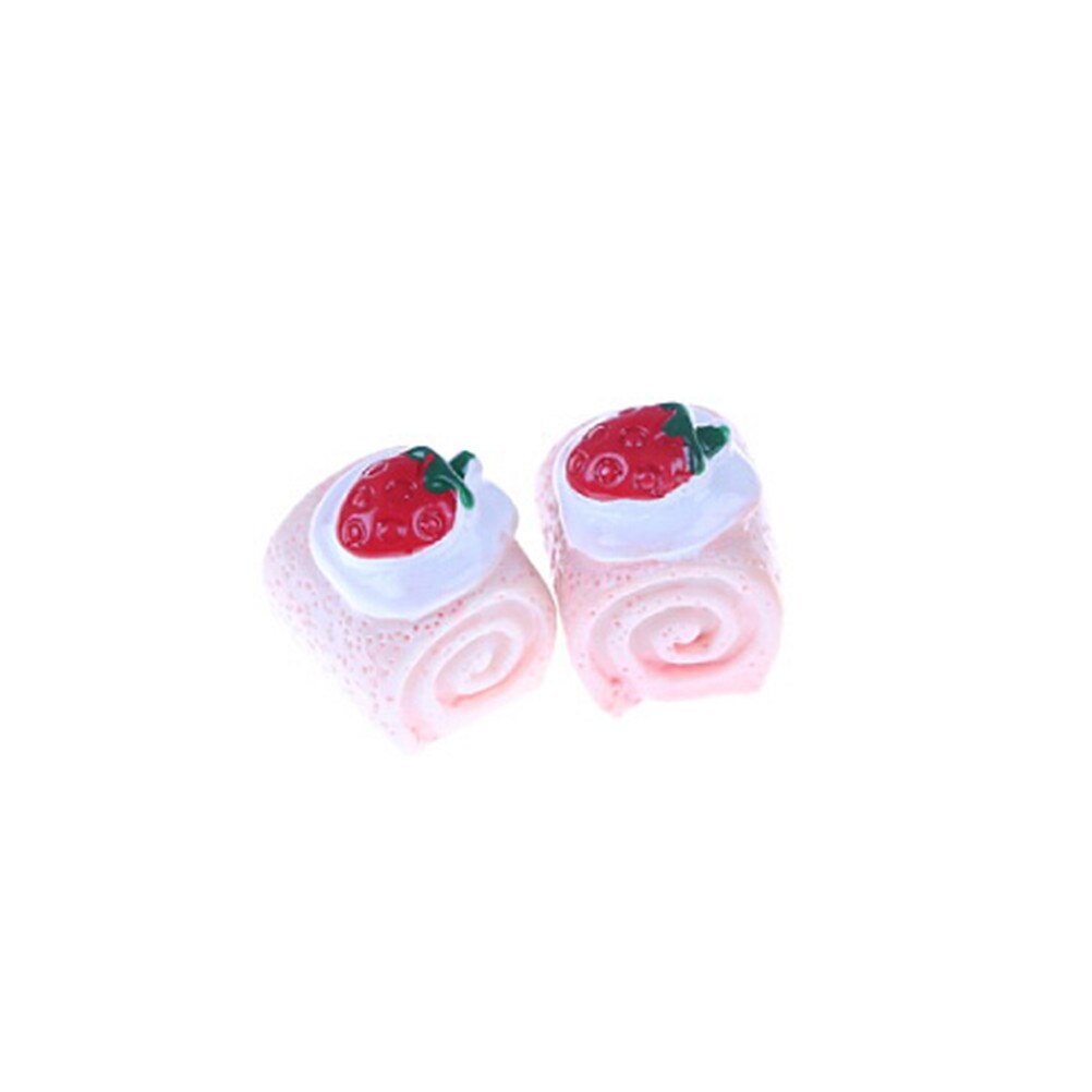 5pcs Resin Strawberry Cake, Adorable Miniature Cakes, Resin Cabochons for Phone Decoration, DIY Crafts Making: Pink