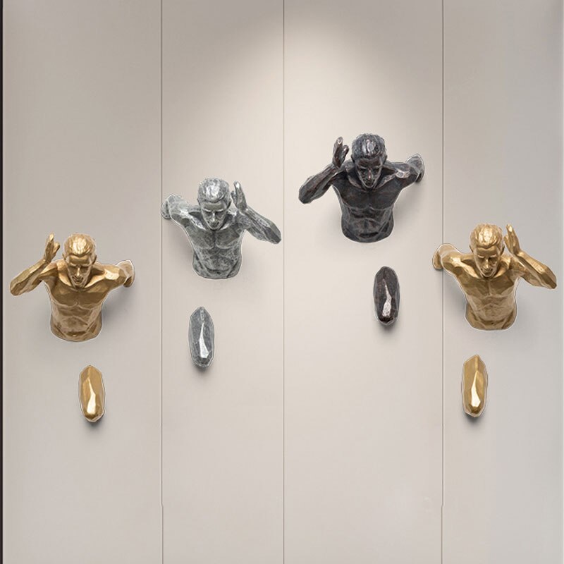 3D stylu industrialnym bieganie rzeźba żywicy salon pokoju tło dekoracji ściany wiszące uruchomić rysunek statua figurki sportowe