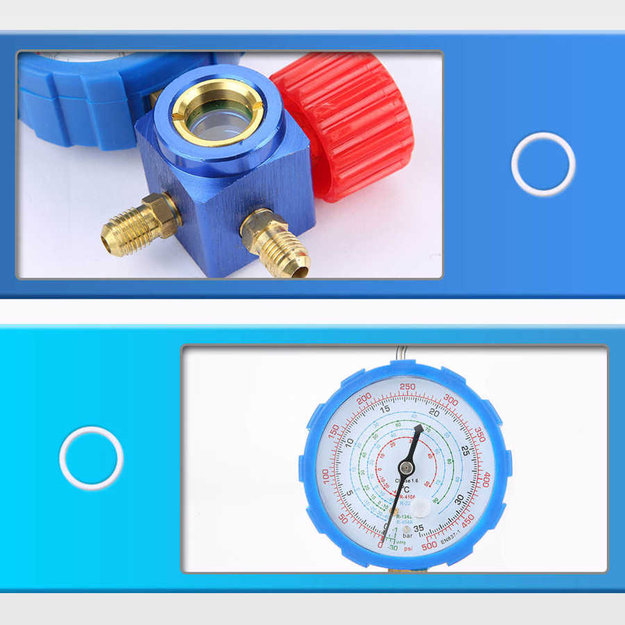 500 psi kylmedelsgrenrör manometer ventil tryckmätare luftkonditioneringsverktyg med visuell spegel för  r12 r502 r22 r410