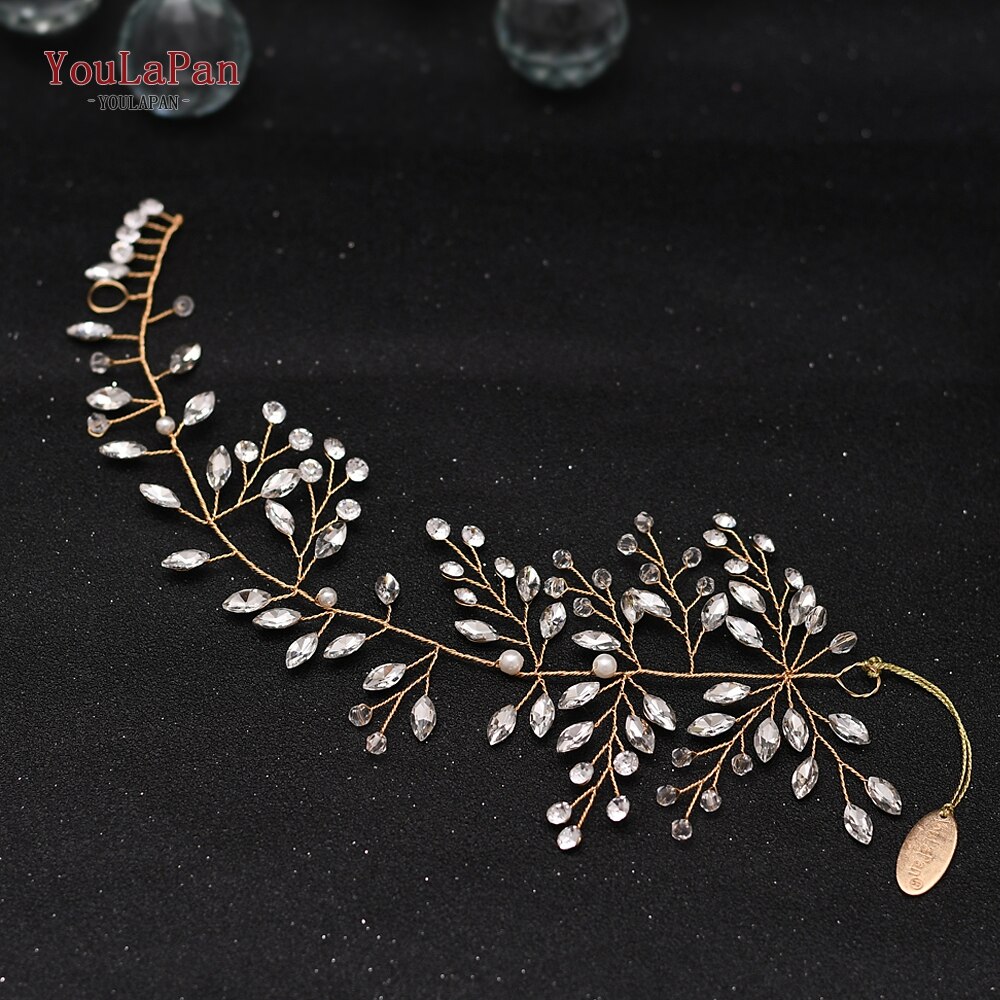 TOPQUEEN ślubne włosy winorośli ślubne akcesoria robić włosów stroiki diamentowe i kryształbyć winnym spinki robić włosów grzebień perła włosy ślubne biżuteria: HP21-G