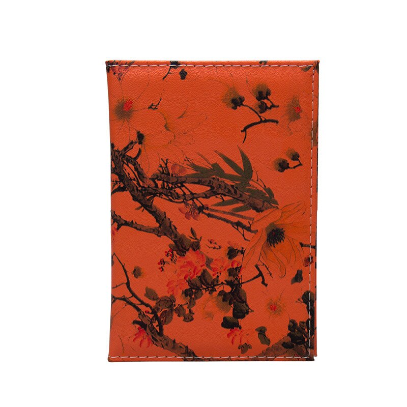 3d kvinner pu-skinn reiselommebok passholder blomstertrykk dokumentkort passdekseletui id-kortholdere: Oransje