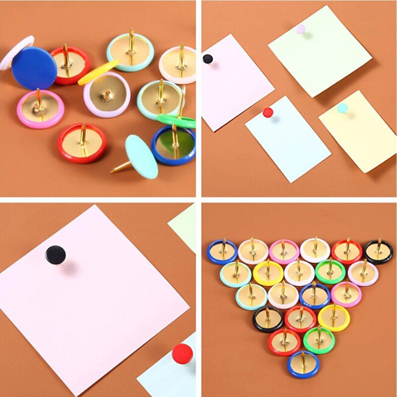 100pcs Round Shape Push Pins Thumb Tacks Notice Board Cork Paper Map Thumb Tacks Point Office binding supply