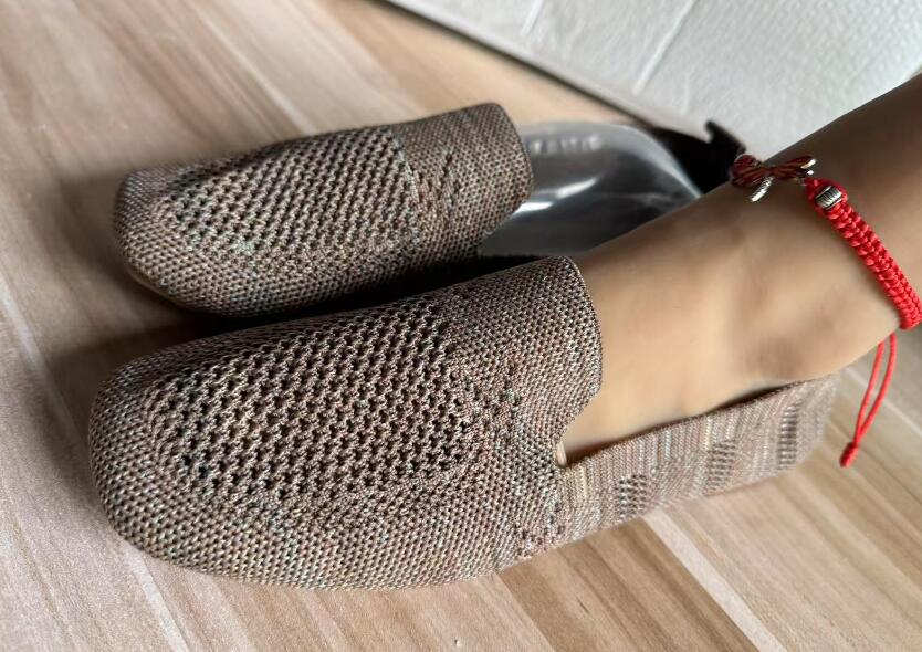 Einfarbig Karree Gittergewebe Halbschuhe Flache Frauen Flache Schuhe Weichen Boden betroffen Ballerinas Schuhe lässig Unterhose auf Stiefel Schuhe: Braun / 36