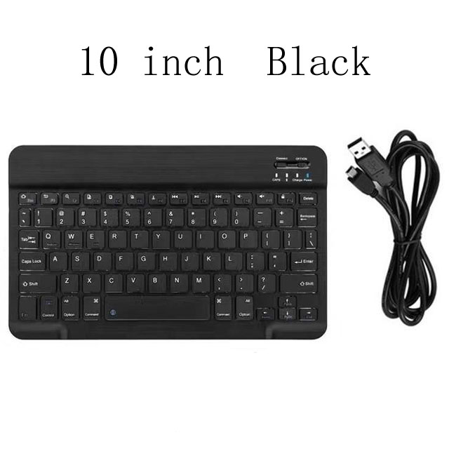 7 Inch 10 Inch Wireless Bluetooth Keyboard For Tablet Laptop Phone Mini Keypad For iPad iPhone Samsung Android IOS Windows: Black 10 inch