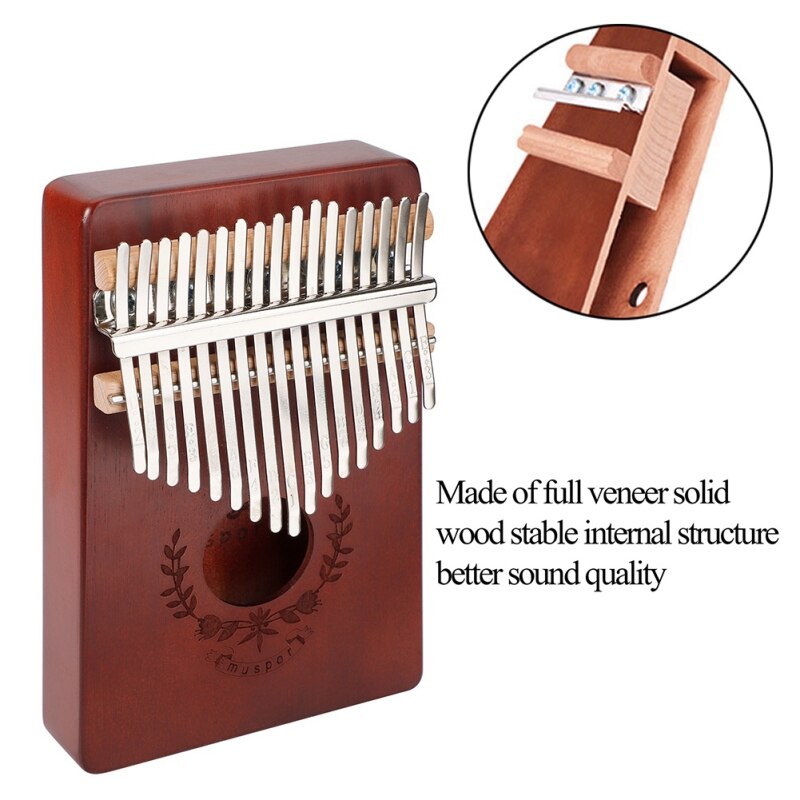 17 instrumentos musicales de caoba, Piano, Pulgar, llave, pegatina de martillo Kalimba, Kit para niños principiantes, Piano de dedo portátil