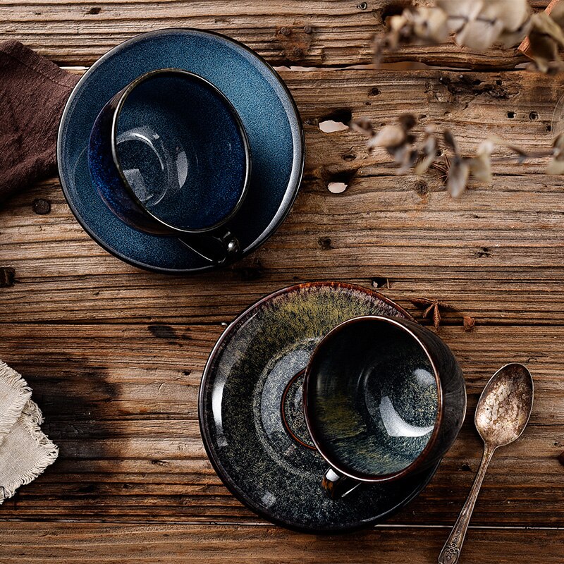 220ml fine bone china coffee cup and saucer funny Japanese-style coffee mug cafe espresso cup coffee cups