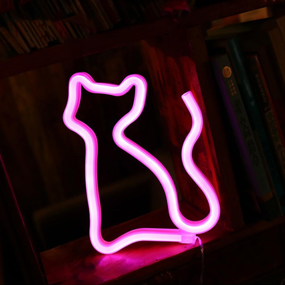 Bruiloft Led Borden Neon Licht Kat Vormige Sfeer Lamp Party Muur Decor Kinderkamer Slaapkamer Usb Battery Operated Lage spanning