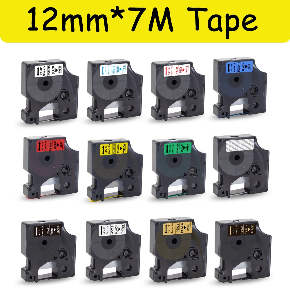 Labelwell Multicolor 45013 label tape for Dymo D1 45013 45010 45012 45016 45017 45018 compatible for Dymo LM160 280 Label Maker