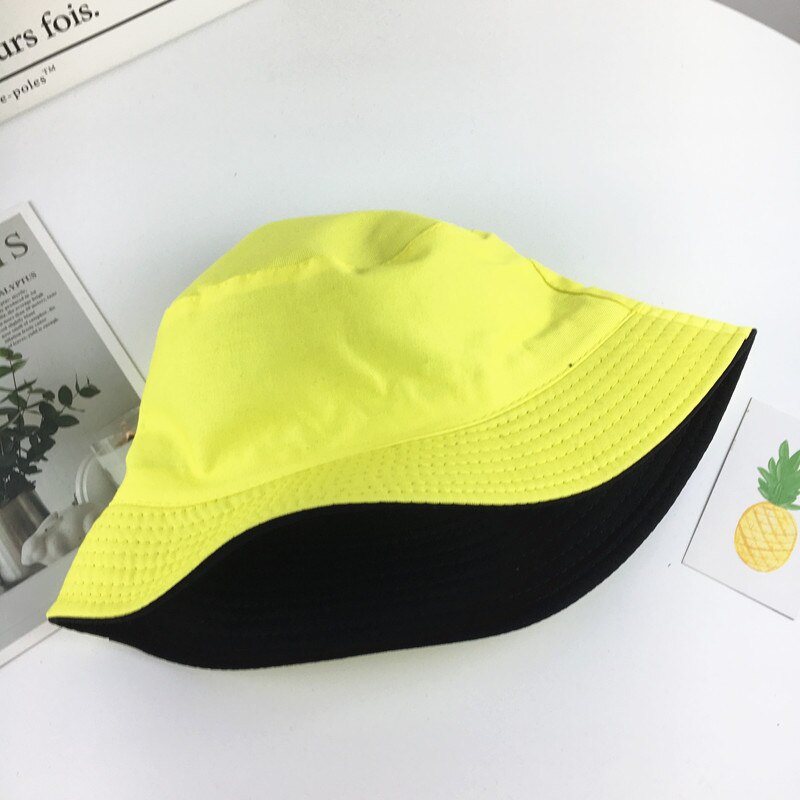 Cotton Double sided Solid Color Bucket Hat Fisherman Hat outdoor travel hat Sun Cap Hats for Men and Women 182: Yellow