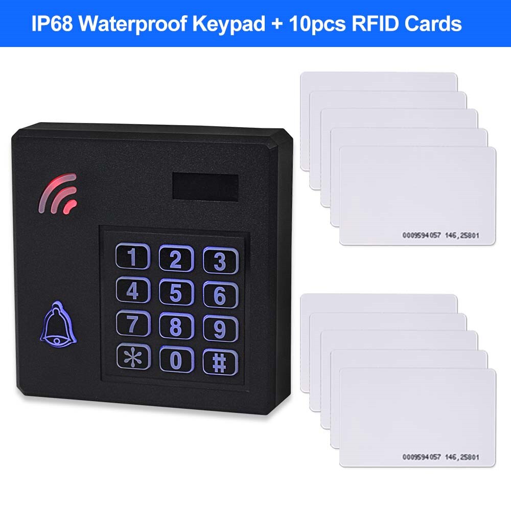 Système de contrôle d&#39;accès étanche IP68, clavier RFID extérieur WG26, contrôleur d&#39;accès, étanche à la pluie avec claviers 125khz pour la maison: With Cards
