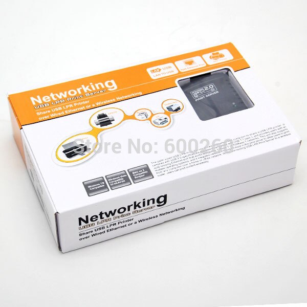 USB 2.0 LRP Print Server Share a LAN Networking USB Printer Ethernet Hub Adapter#3320