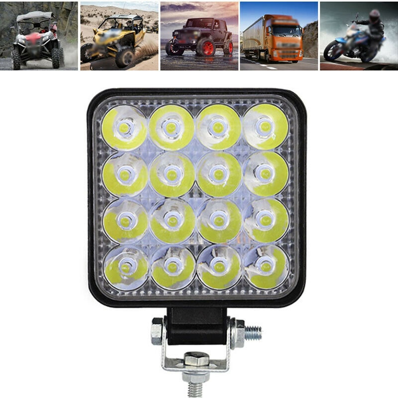 1 stk 12v 24v led bil arbejdslys 16 led spot oversvømmelse arbejdslys 48w 1000lm bil suv off-road led lys bar