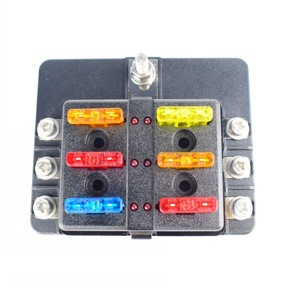 12V 24V 32V 6 Manieren Auto Auto Blade Fuse Box Plastic Box Block Holder Case Met Led indicator Licht Voor Vrachtwagen Boot Marine Trike
