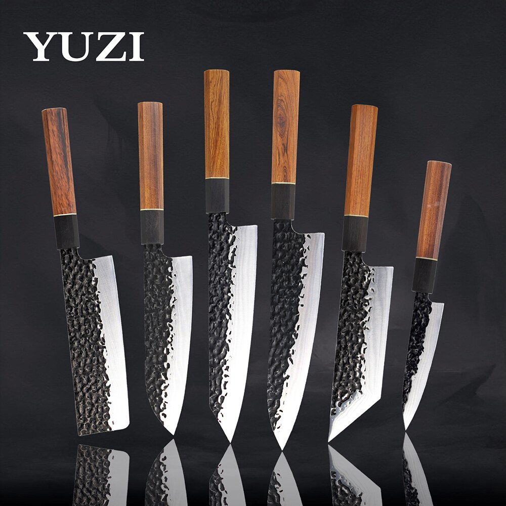 Kitchen Knives 6Pcs set Forged Chef Knife Set Stainless Steel Japanese Santoku Knife Kiritsuke Knife Fishing Utility Knife