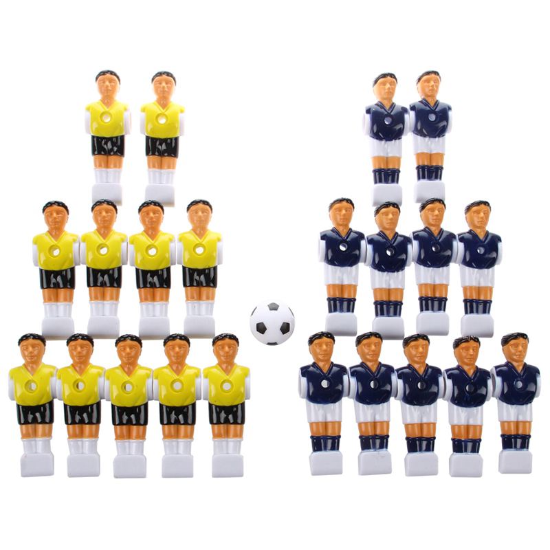 -22pcs Foosball Man Table Guys Man Soccer Player Part Yellow+Royal Blue with Ball: Default Title