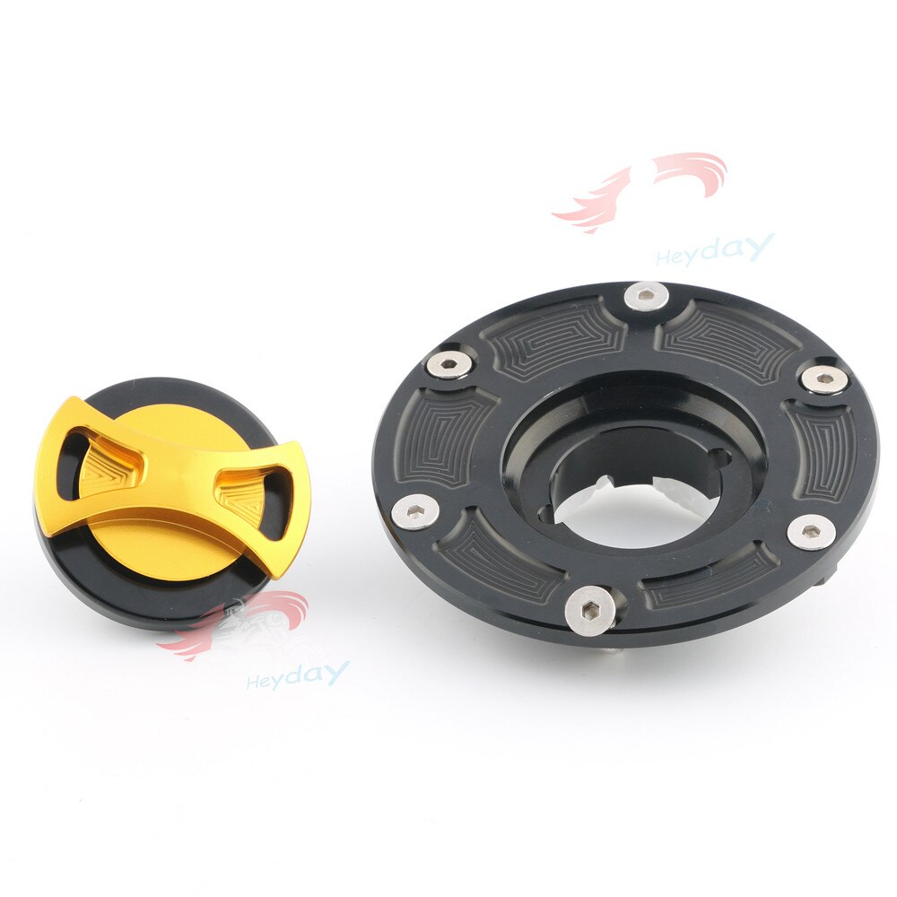 Billet CNC Keyless Gas Fuel Tank Cap Cover For Aprilia RS125/RS250 All Years / RSV1000 Mille 1998 - 2000: Gold