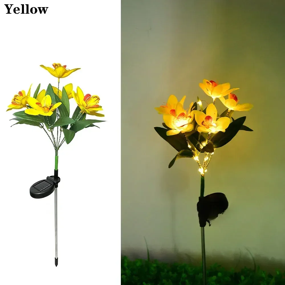 Blumenlandschaft Bodenlichter Künstliche Orchidee Outdoor Solar LED Rasenlampe Garten Sommer Zuhause Hochzeit Dekoration: Mond blau