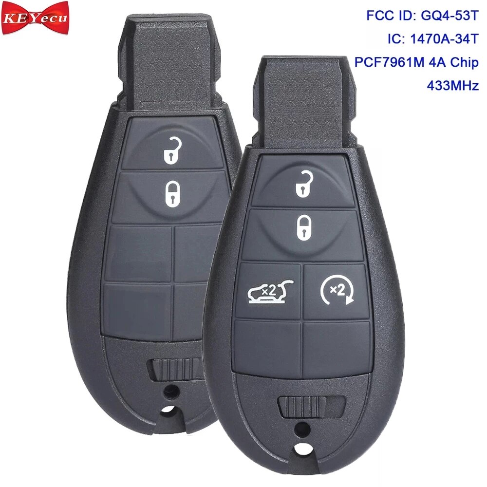 KEYECU 2pcs for Jeep Cherokee Sport KL Remote Key Fob Fobik 433MHz GQ4-53T 4A Chip