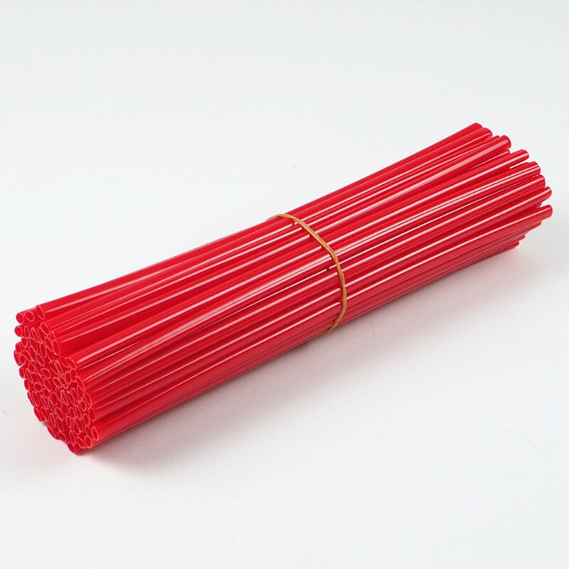 Llanta de rueda de motocicleta de 24cm, tubo fluorescente de radios, cubierta protectora de rueda de moto de cross, radios decorativos, 72 unids/set por juego: Rojo