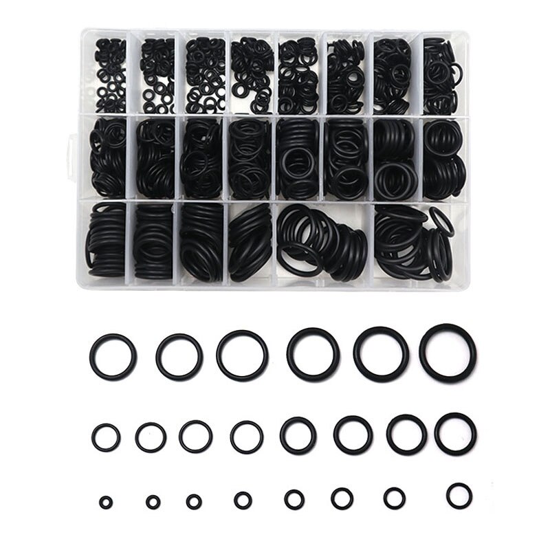 Rubber O Ring NBR Seal Ring Kit Thickness 1/1.5mm Nitrile Rubber NBR O-Ring Gasket Sealing Ring Waterproof O Ring Rubber Kit Set: 740pcs
