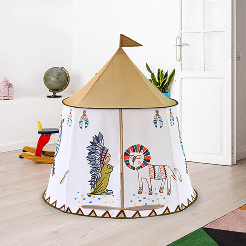 Kid Tent House Portable Princess Castle 123*116cm Hang Flag Children Teepee Tent Play Tent Baby Birthday Christmas