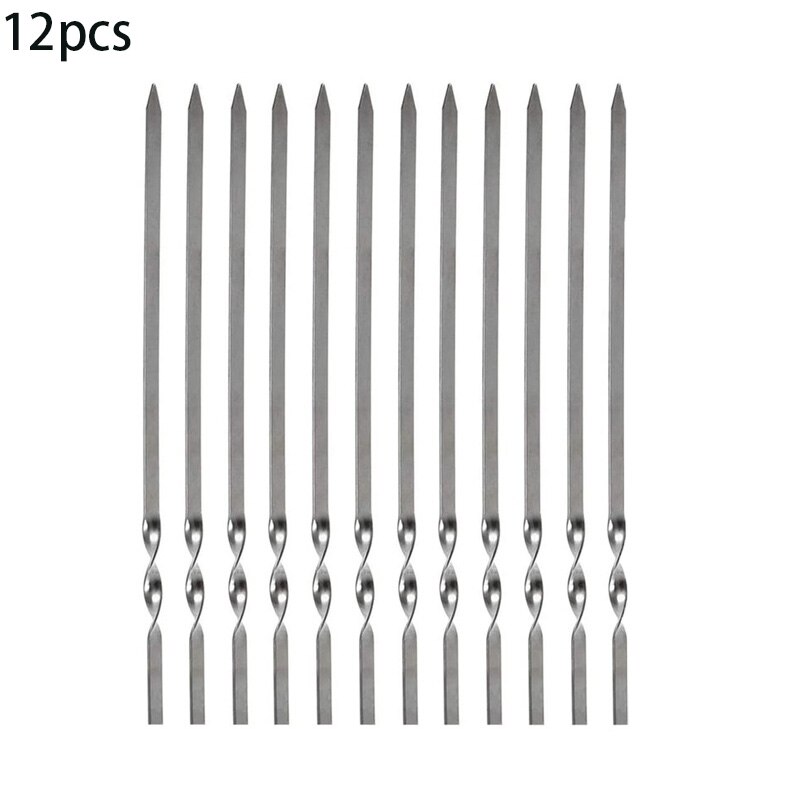 Brochettes de Barbecue réutilisables avec Tube de rangement, en acier inoxydable, accessoires de cuisine d&#39;extérieur: 12pcs