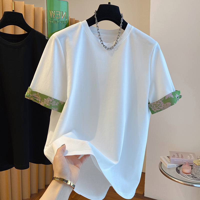 Chinese Stijl Stiksel Manchet Korte Mouw T-Shirt Dames Lente 2024 Zin Mode Chique Top T-Shirts: XXL / WHITE