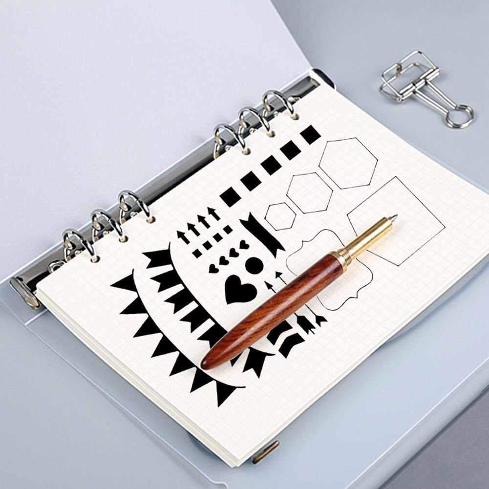 20pcs Schedule Book Hollowed Drawing Template Stationery For Diary DIY Scrapbook Art Notebook Plastic Journal Stencils Notepad
