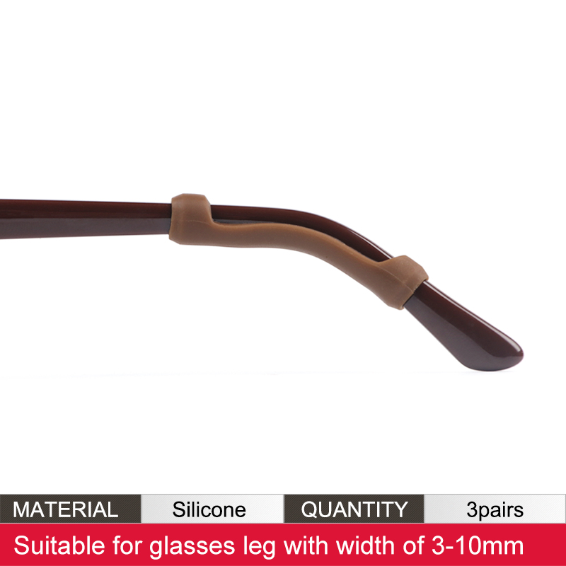 Soft Silicone Eyeglasses Temple Tips Sleeve Retainer,Anti-Slip Elastic Comfort Glasses Retainers For Spectacle Sunglasses: L-Brown-3