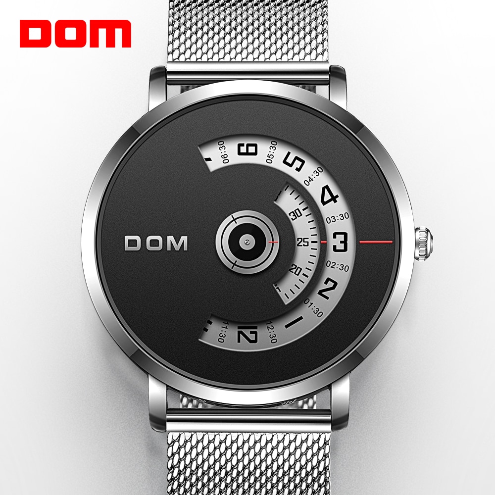 Reloj DOM para hombre, relojes deportivos casuales de superior para hombre, correa de malla de lujo, reloj de pulsera para hombre, reloj de pulsera resistente al agua a la , M-1303