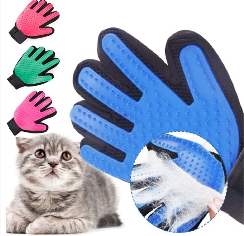 Gant de toilettage pour chats TPR, épilateur de poils pour chiens, brosse de nettoyage des poils d&#39;animaux, Massage, gants de peigne pour chats