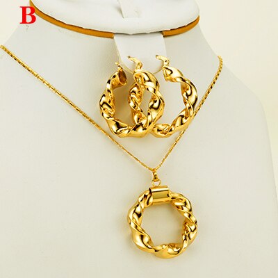 Dubai Gouden Sieraden Afrikaanse Sets Goud Kleur Sieraden Ethiopische Ketting &amp; Oorbellen Voor Israël/Soedan/Arabische/Midden oost Vrouwen: B