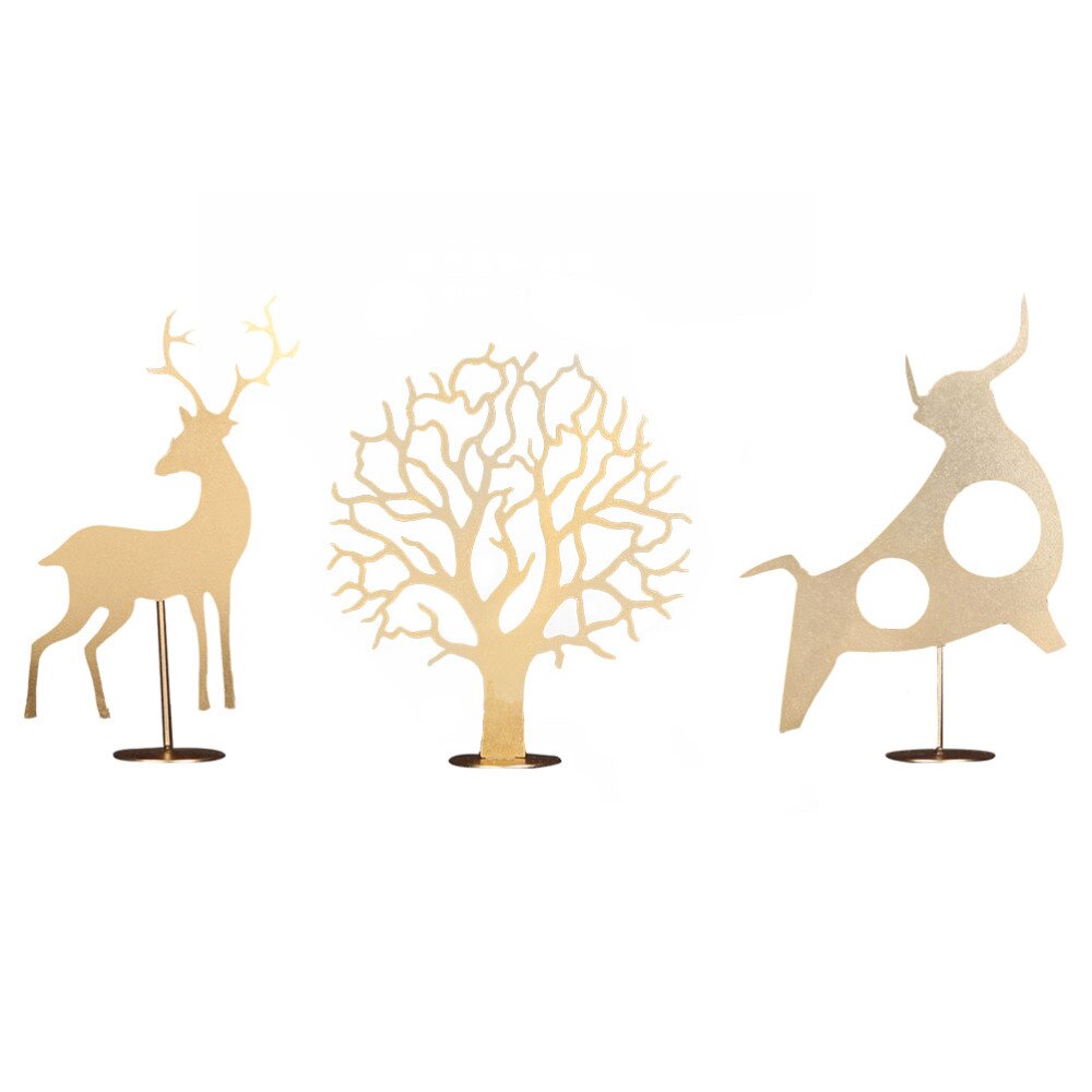 3PCS Modern Wrought Iron Decor Simple Home Ornament (3 Styles Golden)