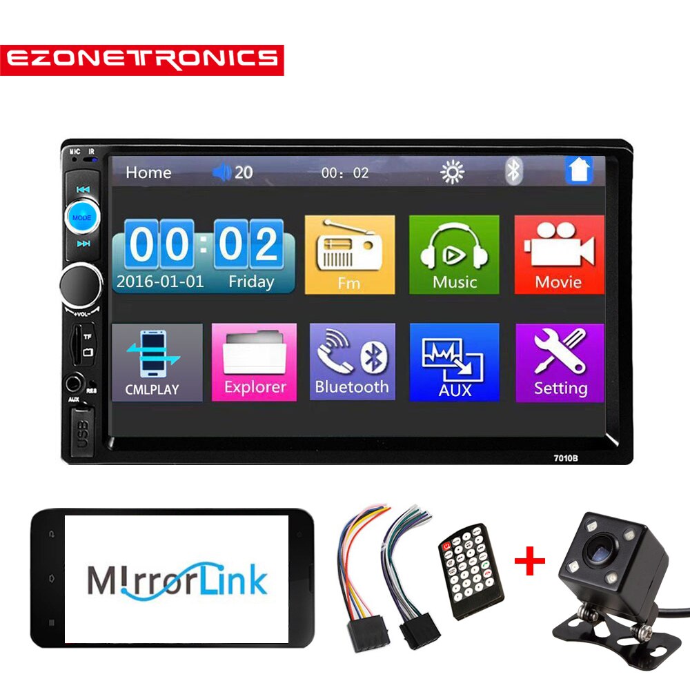 Auto auto radio Bluetooth Audio 7 inch 2 din Touch Screen Stereo Auto MP3 MP5 Speler USB/FM/ AUX/SD Spiegel Link Geen CD/DVD & GPS: RM-CW7010B-212L