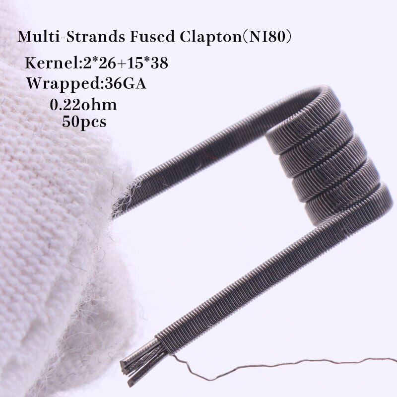 XFKM 50pcs Super Alien Clapton Coil two core fused clapton juggernaut Heating Wire Vape Resistance Premade Coil Prebuilt Coil: 17 core 0.22 50