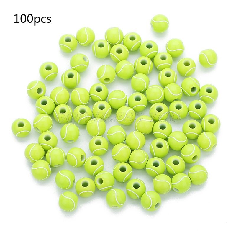 100 Pcs Basketball Round Ball Beads 12mm Sports Pony Spacer Beads Jewelry Making: Tennis Ball