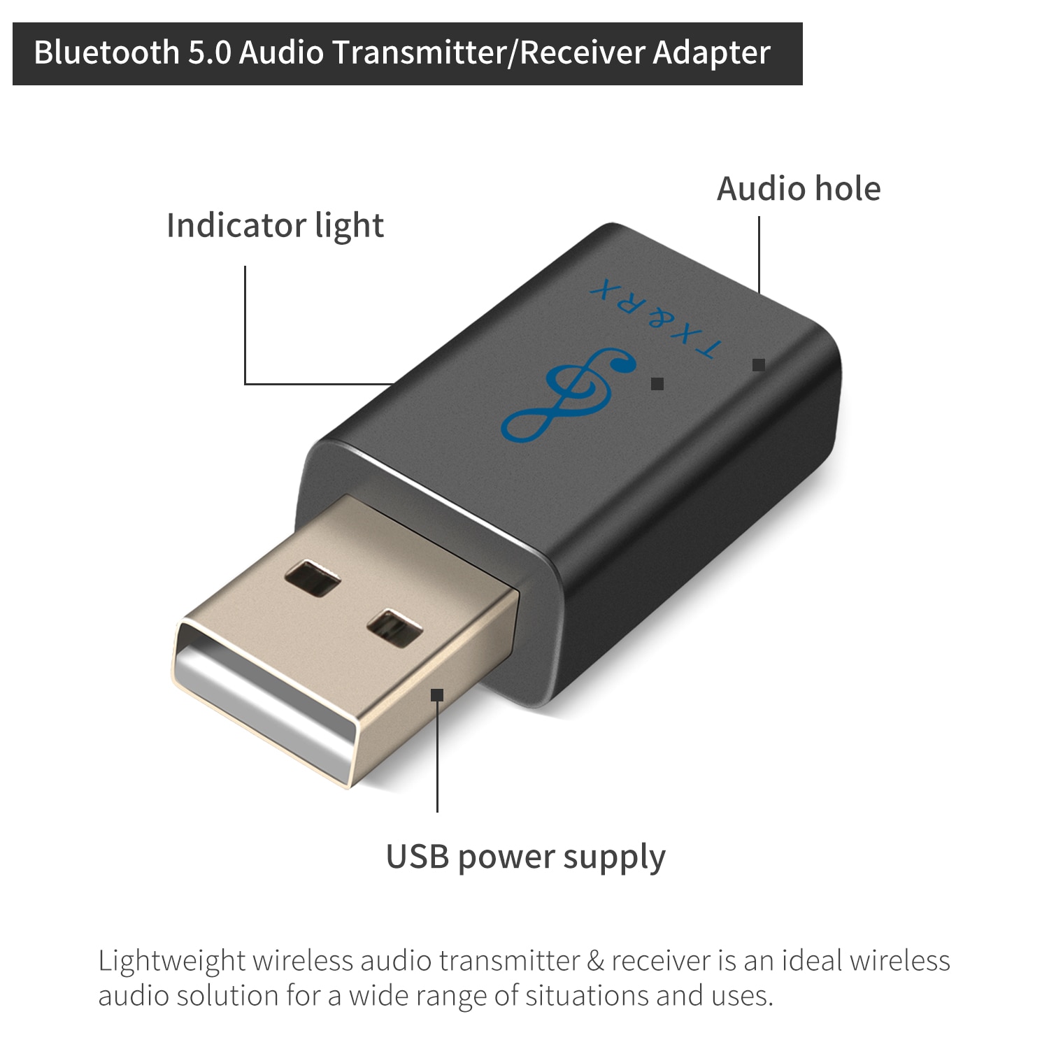 USB Bluetooth Sender Empfänger 2 IN 1 Mini Bluetooth 5,0 Wireless 3,5mm AUX Stereo Audio Adapter Für TV PC auto Musik