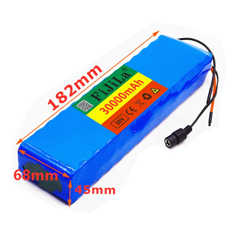 10 s 2p 36v 30ah batteri ebike batteripaket 18650 li- jonbatteri 500w hög effekt och kapacitet 42v motorcykel skoter med laddare: Blå