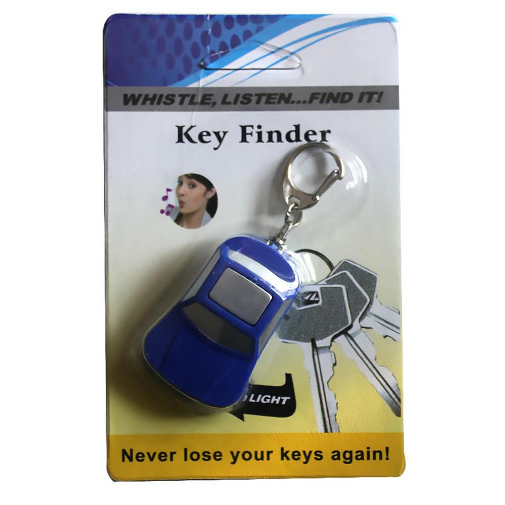 (q) bil form trådløs anti-tabt alarm nøgle finder locator nøglering fløjte lyd kontrol led lys nøgle finder