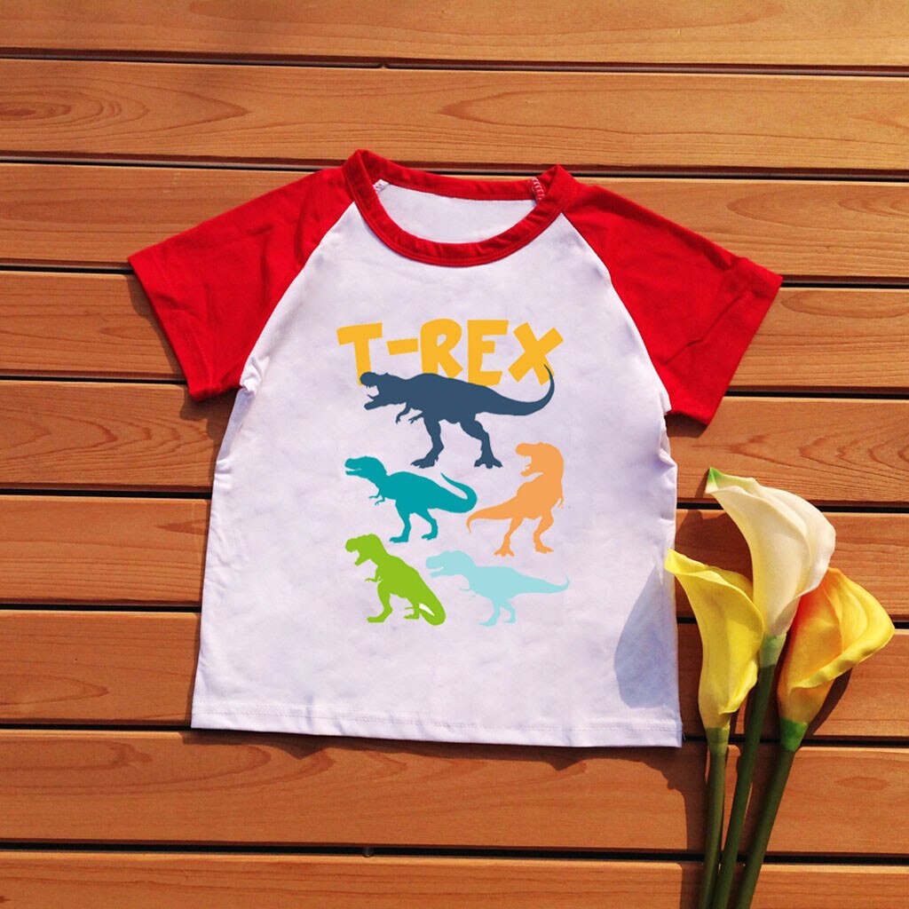 Kids Bady Boy Cartoon Style Dinosaurs Pattern T-shirt Bottoming Shirt Tops MAR5