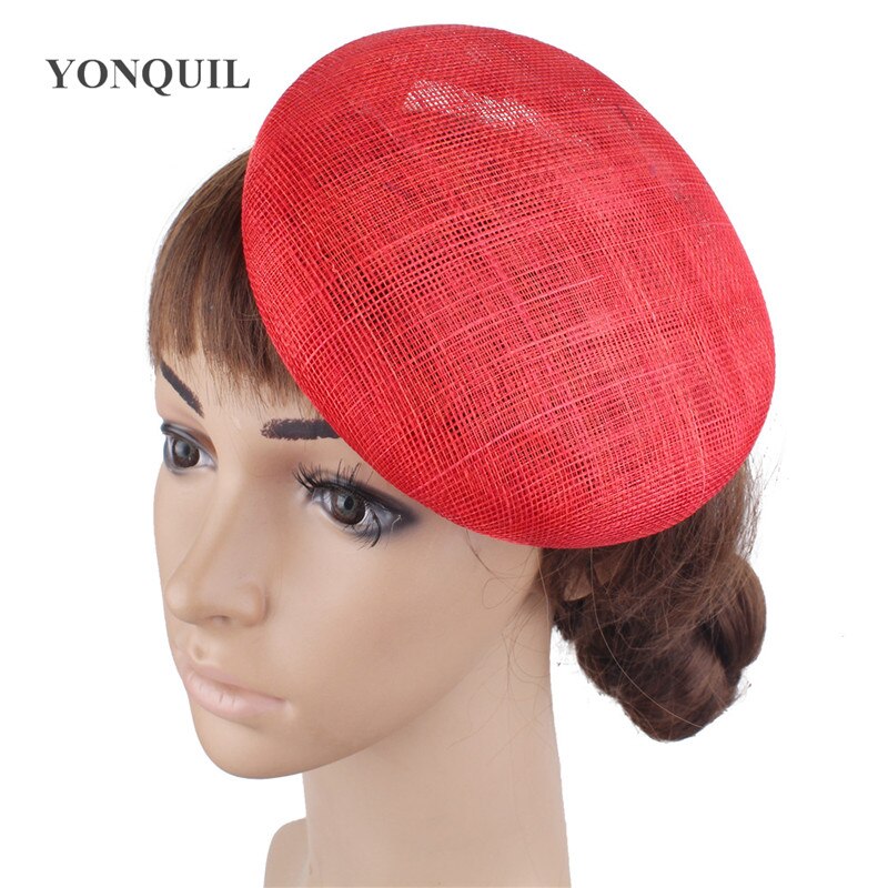 Sinamay-sombreros de 4 capas para mujer, Bases de tocado redondas de 15 CM, de , accesorios para el cabello para de boda: Rojo