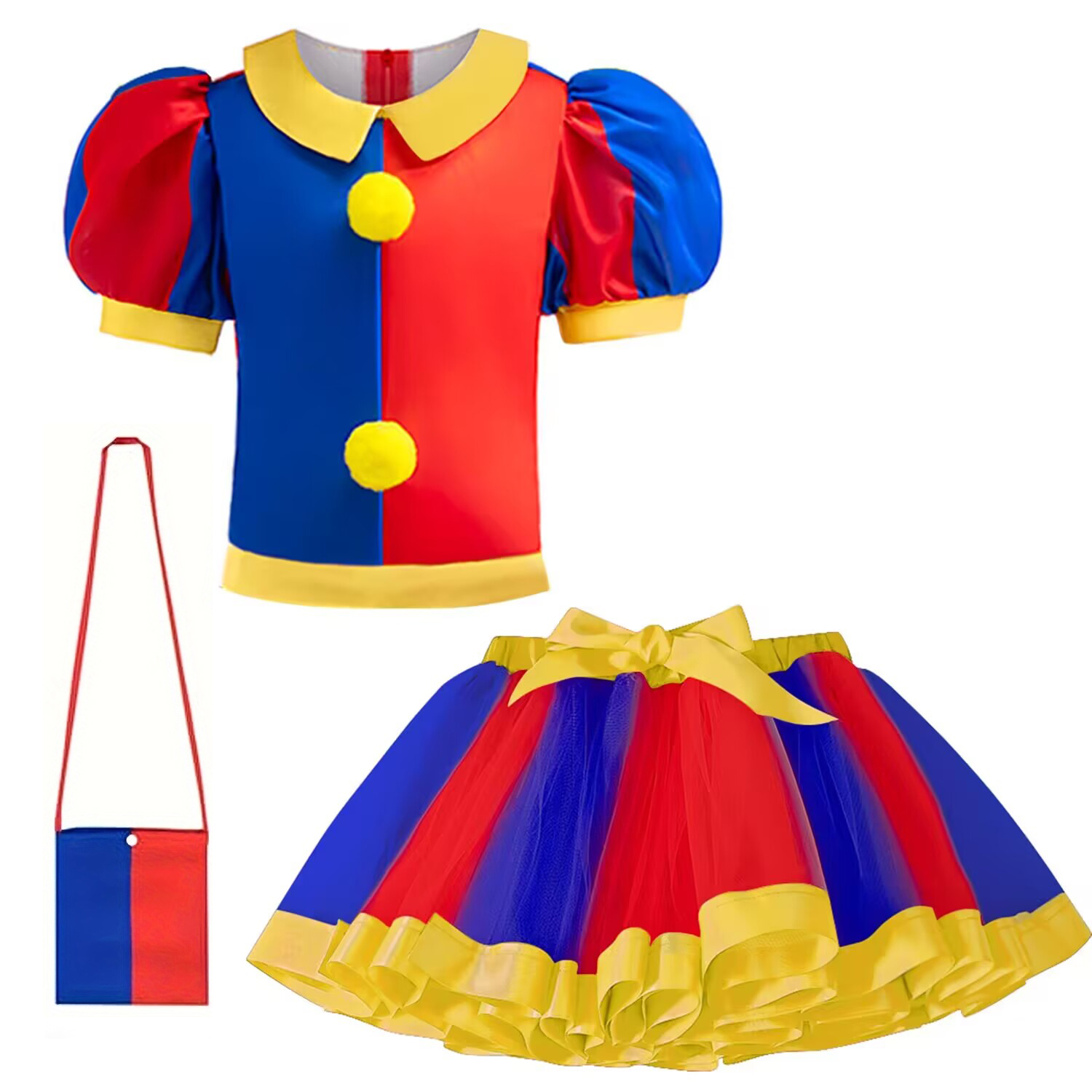 Children Clown Cosplay Costume Halloween Role Play Costumes Stage Performance Sets Girls Theme Party Skirt Suit