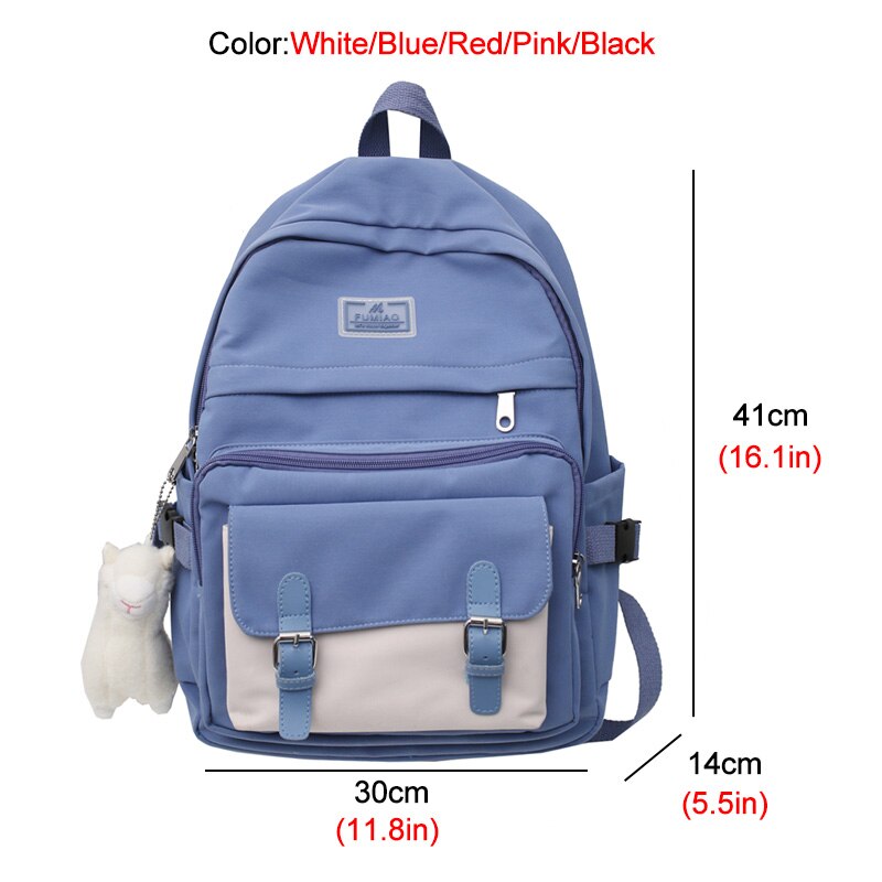 DCIMOR-Mochila de nailon impermeable para mujer, bolso de viaje con hebilla para cinturón, Mochila escolar con bolsillo, Kawaii, para adolescentes