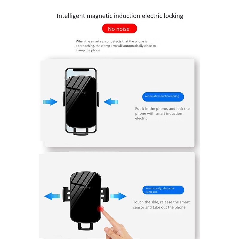 Car Wireless Charger Induction Car Mount Fast Wireless Charging for Air Vent Mount Phone Holder