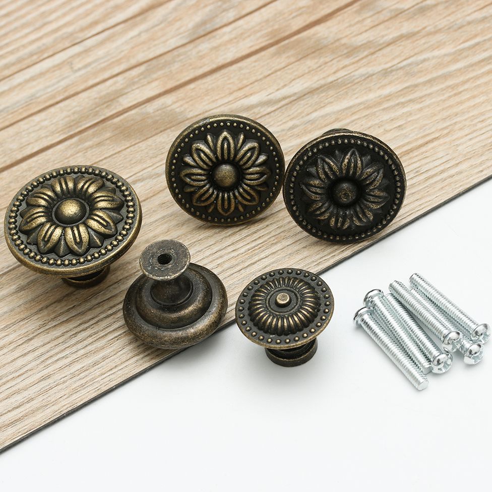 Poignées de meuble en côtes antiques, forme ronde Foy, bouton de fusion rétro, poignées de garde-robe, poignée de porte, raccords de quincaillerie, 2 pièces