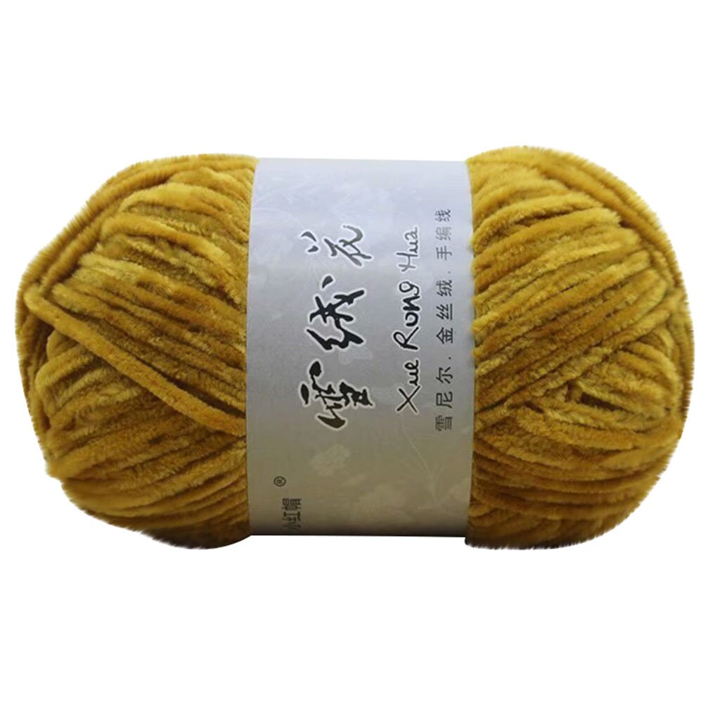 Gold Velvet Chenille Medium Thick Wool Thread Diy Crochet Sweater Scarf Line: K