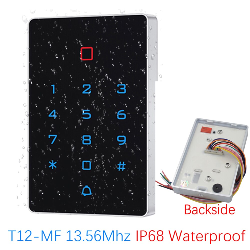 IP68 Waterproof Backlit Touch Keypad Wifi bluetooth Access Control 125Khz 13.56Mhz RFID Standalone Access Controller Tuya App: T12MF-W 13.56Mhz