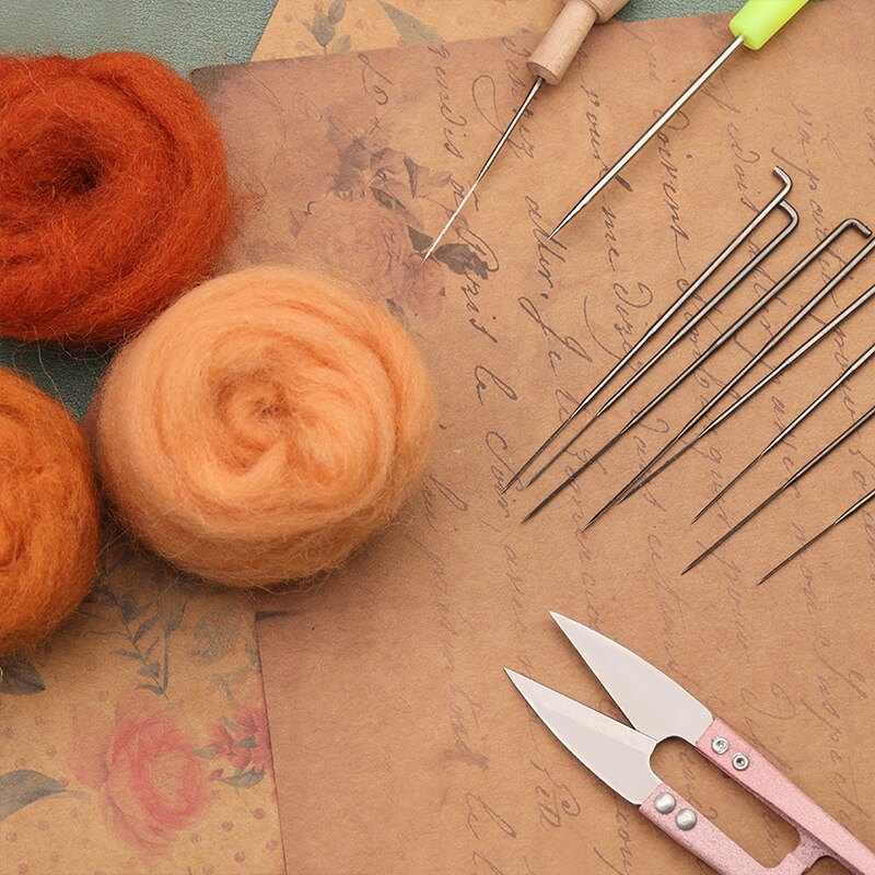 LMDZ 50/20Color DIY Wool Felt Kit Wool Felting Tools Handmade Needle Set 15pcs Pack Felting Fabric Materials Handcraft