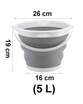 Collapsible Bucket 10L/5L/3 Portable Folding Bucket Lid Silicone Car Washing Bucket Children Outdoor Fishing Travel Home Storage: Gray-26-19cm-5l